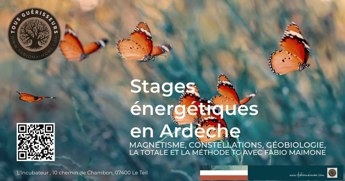 Stages énergétiques en Ardèche – Magnétisme, Constellations, Géobiologie, La Totale et La Méthode TG avec Fabio Maimone (Tous Guérisseurs)